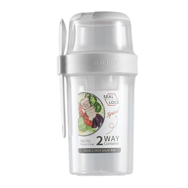 Vasos para ensalada con tenedor, vasos para postre, recipientes para ensalada, parfait de yogur Blanco