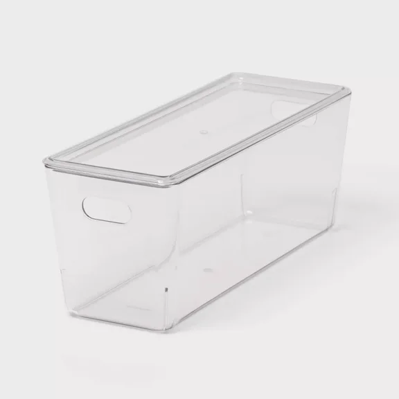 5L Stacking Clear Bin with Lid PET, Stackable, Universal Storage, Handles, 13.77" x 5.11"
