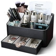 thumbnail image 1 of Organizador de maquillaje KINGFOM Leather con cajón para tocador negro, 1 of 9