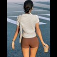 thumbnail image 4 of Camiseta de Corta con Cuello en V para Mujer, Sin Mangas, con Cuello A Rayas, Prendas Casuales de Moda 2025. Albaricoque M, 4 of 9