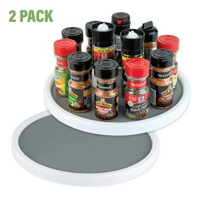 Homeries Lazy Susan Turntable (12 Inches) - Single Round Rotating Kitchen Spice Organizer for Cabinets, Pantry, Bathroom, Refrigerator - Non-Skid Surface & Rimmed Edge 2 Pack