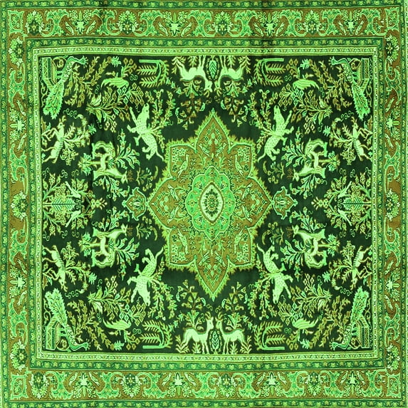 Ahgly Company Indoor Square Persian Green Traditional Area Rugs, 4' Square