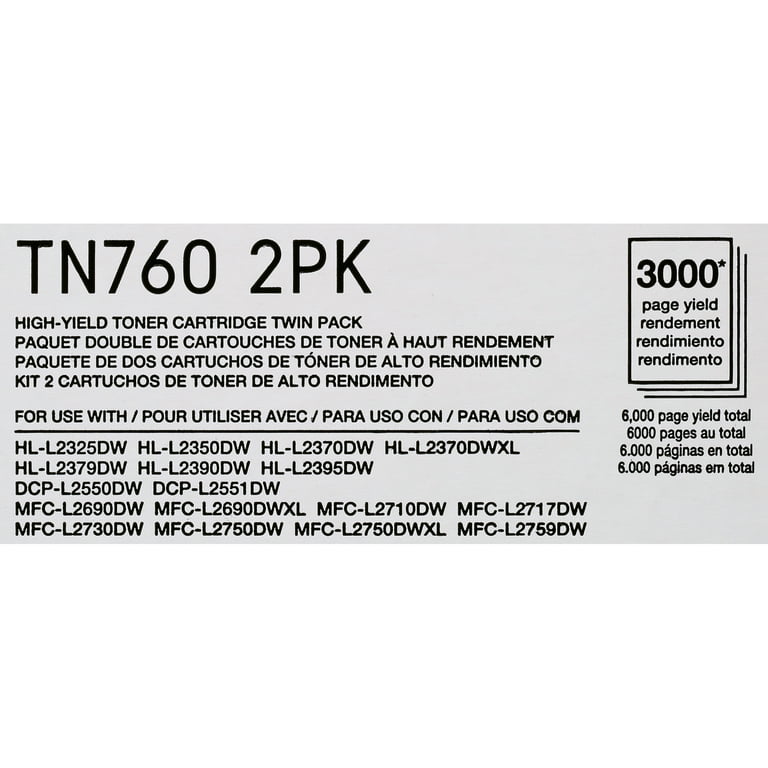 TN7602PK High-Yield Toner, 3,000 Page-Yield, Black, 2/Pack