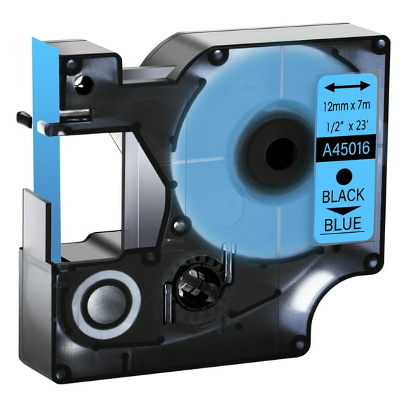 GREENCYCLE 1PK Compatible for DYMO D1 Label Tape 45016 12mm Black on Blue for LabelManager 160 210D 260P 280 360D 420P 450Duo Wireless PnP Colorpop