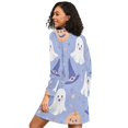 thumbnail image 2 of FORMRS Womens Long Sleeve Nightgowns Crew Neck Sleep Shirt Soft Pajamas Sizes S-3XL, Blue Halloween, 2 of 8