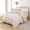 Beige, variant on Ruffle Trim Reversible White Comforter Set Soft Silky Lightweight All Season Bedding Queen Size