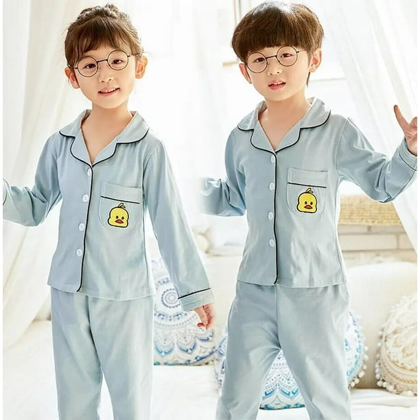 Conjuntos de pijamas de algodon para ninos y ninas ropa de dormir con dibujos animados Tops de manga larga pantalones 2021 Walmart en linea