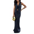 thumbnail image 3 of Women Maxi Skirt Set 2 Piece Outfits Sleeveless Top Maxi Skirt Going Out Two Piece Skirt Set Blue S, 3 of 7