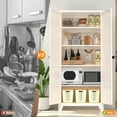 thumbnail image 4 of Aukfa 71" Tall Metal Pantry Cabinet,Kitchen Storage Cabinet with Lock & Adjustable Shelves for Kitchen, Dining Room, Living Room, Beige, 4 of 8