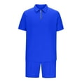 thumbnail image 4 of Bpmpbo Men's Track Suits 2 Piece Set Casual Quarter Zip Polo Shirt and Shorts Set Sweatsuit Summer Outfits，Men's Short Sleeved Top Shorts Lapel Solid Color Suit, 4 of 6