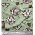 thumbnail image 1 of Soimoi Rayon Fabric Gift Box,Flower Bouquet & Ring Women Decor Fabric Printed Yard 42 Inch Wide, 1 of 1