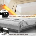 thumbnail image 5 of Floating Queen Size Bed Frame with LED Lights & Charging Station, Upholstered Platform Beds with Storage Headboard, No Box Spring Needed, Beige, 5 of 8