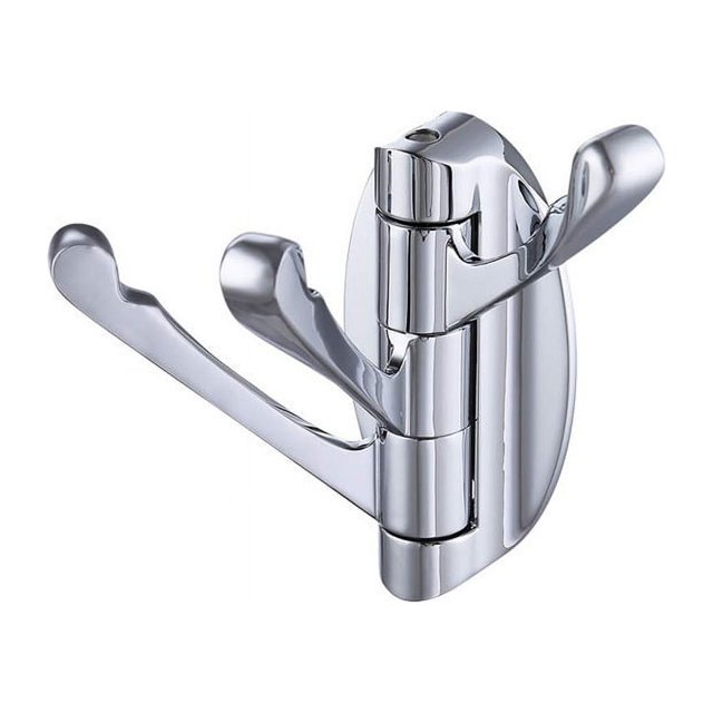 1 gancho giratorio plegable para toallas, gancho de metal flexible, soporte para toallas de baño, colgador de ropa resistente para estante de pared de baño RV, níquel cepillado
