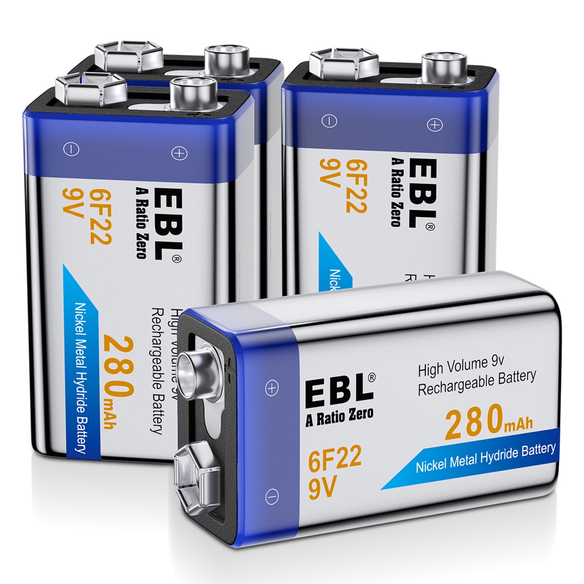 EBL 9V Rechargeable Batteries NiMH 280mAh 9 Volt Battery  10Packs