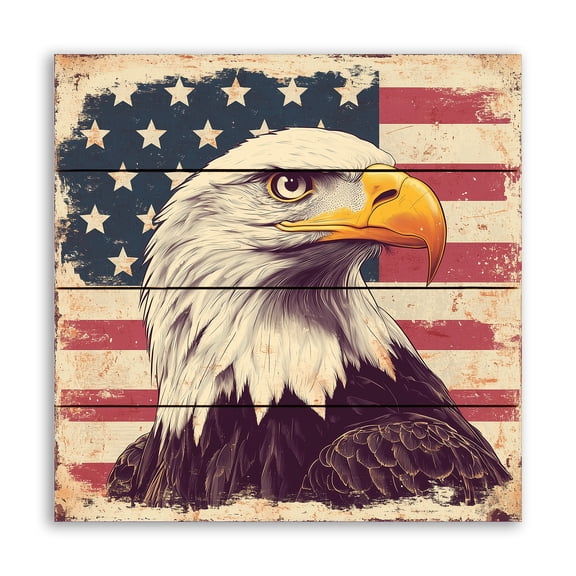 Creative Products Bald Eagle Flag 11.75 x 11.75 Pallet Wood Wall Art