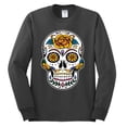 thumbnail image 2 of Wild Bobby Day Of The Dead Sugar Skull Pop Culture Men Long Sleeve Shirt, Charcoal, Large, 2 of 5