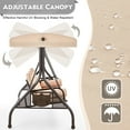 thumbnail image 4 of Homrest 3 Seat Porch Swing with Steel Frame, Cushions, Pillow and Cup Holder, Khaki, 4 of 10