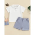 thumbnail image 3 of Yunliwuli Toddler Girls Boys Shorts Sets Short Sleeve Lapel Button Up Tops and Solid Color Shorts Sets, 3 of 10