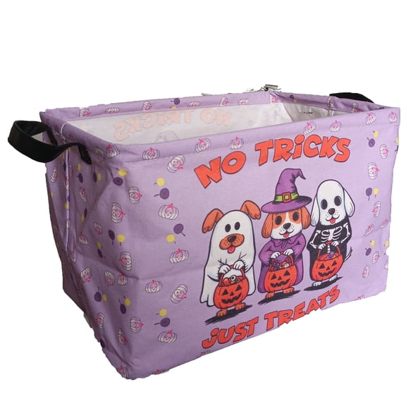 MYFLOCY Halloween Gift Basket for Kids Foldable Baby Candy Storage Bin Party Decor(Purple Wizard Dog)
