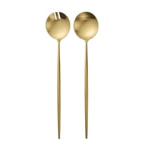 Zerophilo 2-Piece Salad Servers Set 11.6 Inch, 18/10 Stainless Steel Serving Spoon and Fork, Matte Gold Finish