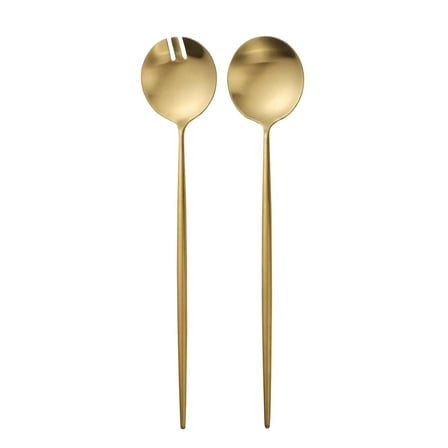 Zerophilo 2-Piece Salad Servers Set 11.6 Inch, 18/10 Stainless Steel Serving Spoon and Fork, Matte Gold Finish