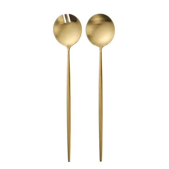 Zerophilo 2-Piece Salad Servers Set 11.6 Inch, 18/10 Stainless Steel Serving Spoon and Fork, Matte Gold Finish