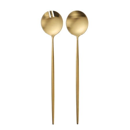 Zerophilo 2-Piece Salad Servers Set 11.6 Inch, 18/10 Stainless Steel Serving Spoon and Fork, Matte Gold Finish