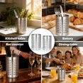 thumbnail image 6 of Bxaolu Set of 2 Kitchen Utensils Holder, Stainless Steel Cooking Utensils Organizer Kitchen Tools Flatware Holder Utensil Drying Cylinder Countertop Silverware Caddy, Silver, 6 of 8