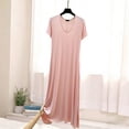 thumbnail image 5 of Womens Cotton Pajama Dress Casual V Neck Maxi Nightgown Short Sleeve Soft Loose Fitting Sleep Dress for Daily Home Loungewear XL, 5 of 5