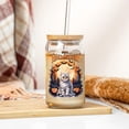 thumbnail image 3 of Mummy American Shorthair Happy Halloween with Pumpkins Bats Spooky Fun 16oz Glass Cup Mug Cat Lover Kitten Owner Gifts Glass Can with Bamboo Lid and Straw - 00019, 3 of 5