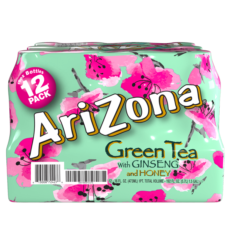 AriZona, Green Tea with Ginseng and Honey, 16 Fl Oz, Pack of 12