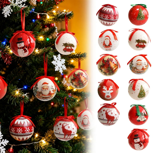 2025 Christmas Flocked Ornaments - Velvety Soft Tree Decorations with Plush Texture,Shatterproof Xmas Tree Hanging Decor