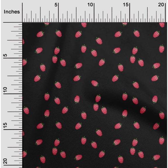 oneOone Viscose Chiffon Fabric Raspberry Fruit Decor Fabric Printed BTY 42 Inch Wide