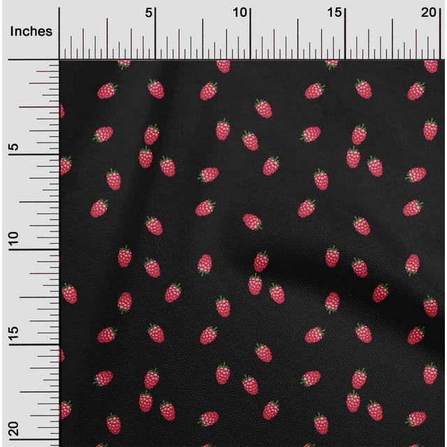 oneOone Popeline en Coton Biologique Sergé Tissu Imprimé Framboise au Mètre 42 Pouces de Large