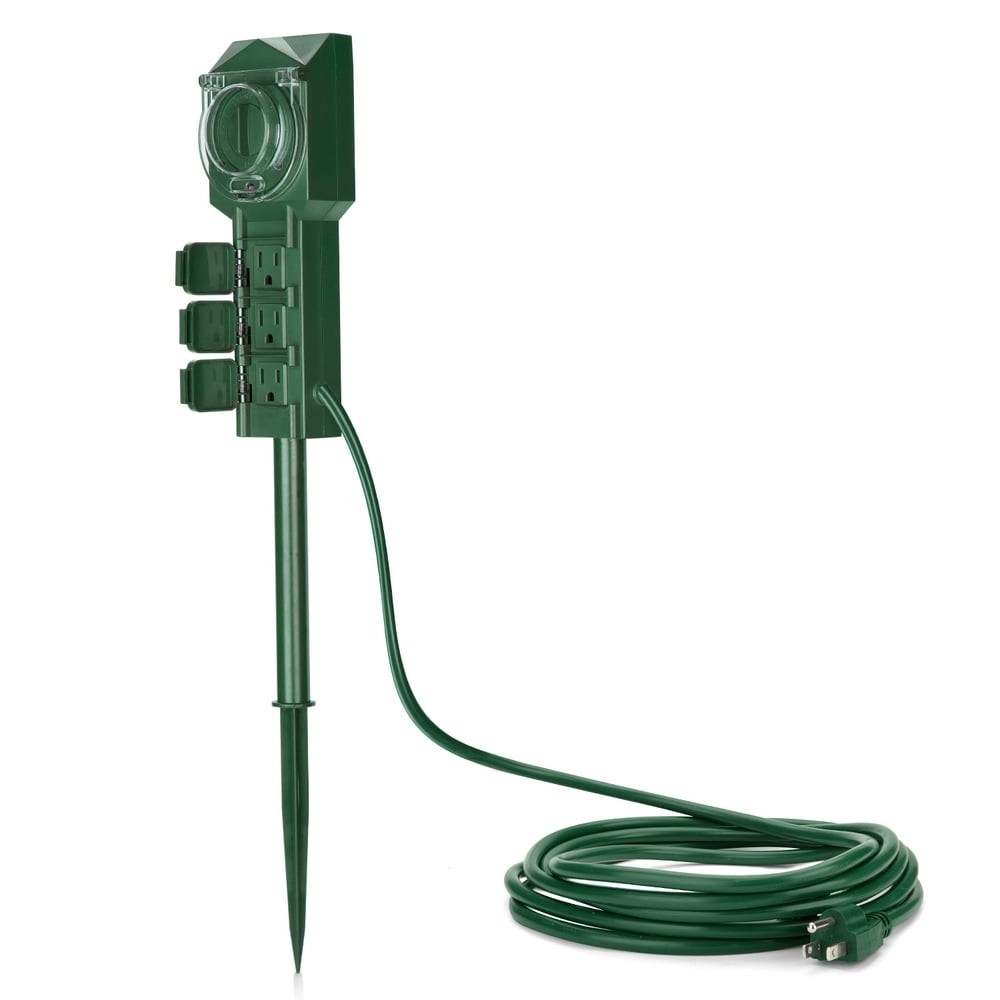 BESTTEN Outdoor Power Strip with Photocell Light Sensor and Countdown