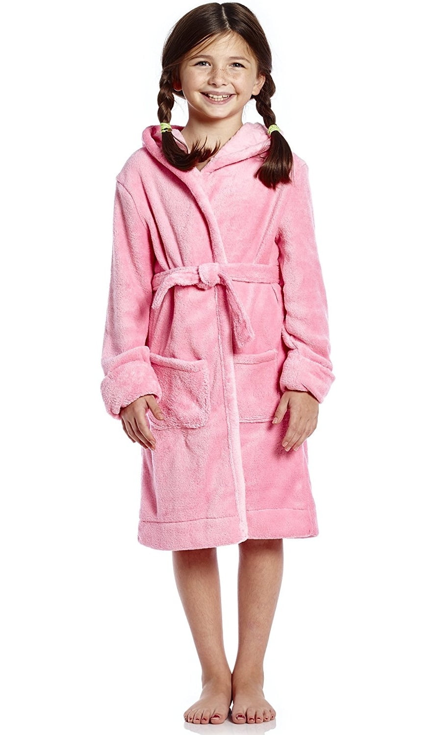 Aibrou Kids Fleece Dressing Gown Bathrobe Hooded Nightgown Housecoat with Ears 