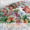 thumbnail image 4 of King 4 Piece Bedding Set Summer Flower Ocean Shell Starfish Soft Breathable Duvet Cover and Pillowcase, Purple Orange Floral Duvet Cover Set Bed Sheets for Bedroom Dormitory Guest Room, 4 of 9