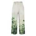 thumbnail image 4 of QATAINLAV St Pattys Day Women's Holiday Wide Leg Pants 2025 Summer Comfy Lightweight Linen Beach Pants Casual Elastic Waist Yoga Pants with Pockets Green XXXXL Holiday Sales, 4 of 6