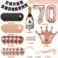 thumbnail image 2 of Black Rose Gold 70th Birthday Decoration for Lady, 70th Happy Birthday Banner, Number 70 Balloon, Rose Gold Confetti Balloons, 70th Rose Gold Black Printed Balloons for Women 70th Birthday Party, 2 of 7