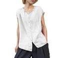 thumbnail image 2 of Xuyuer Women's Solid Color Sleeveless Blouse, Lace Collar Cardigan Top Loose Fit Casual Fashion Shirt, 2 of 7