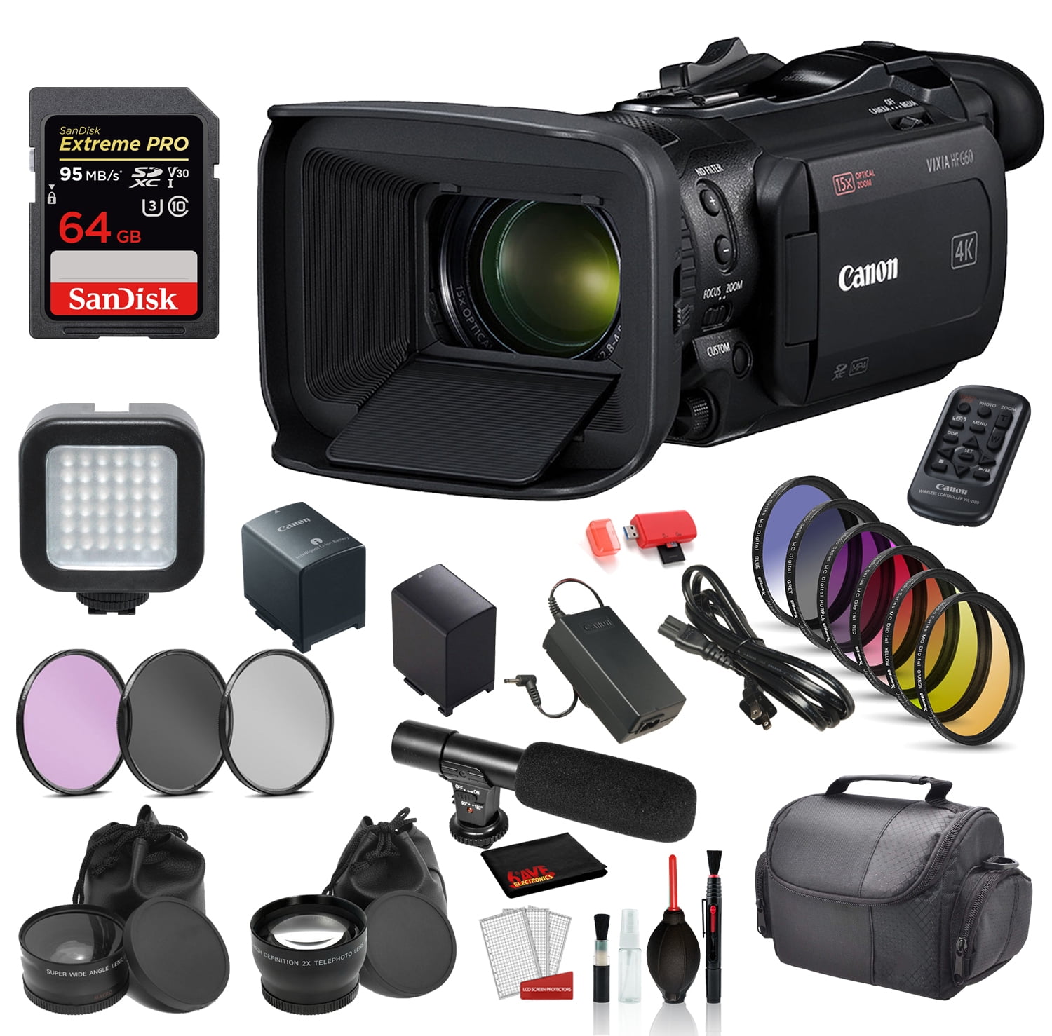 Canon Vixia HF G60 UHD 4K Camcorder (Black) (3670C002) with Accessory ...