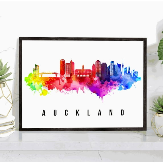 Pera Print Auckland Skyline New Zealand Poster, Auckland Cityscape Painting, Auckland New Zealand Poster, Cityscape and Landmark Print, Home Wall Art, Office Wall Decor - 5x7 Inches