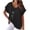 Black, variant on WREESH Women's Cotton Linen V-Neck T-Shirt Casual Short Sleeve Graphic Tee with Batwing Sleeves Khaki