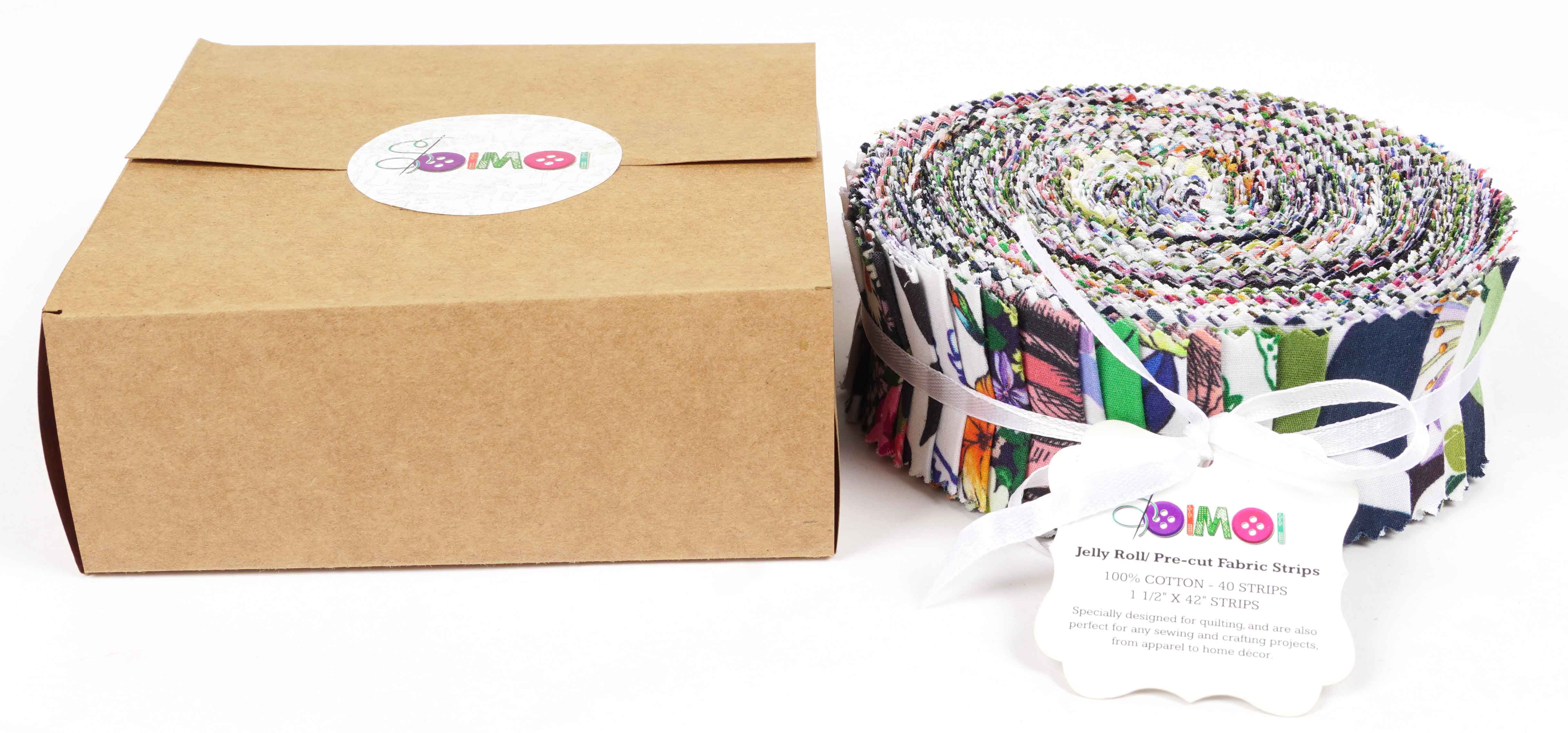 Soimoi 40Pcs Floral Print Precut Fabrics Strips Roll Up 1.5x42inches Cotton Jelly Rolls For Quilting - Multicolor