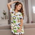 thumbnail image 3 of Fotbe Penguins On The Beach Bata de Dormir para Mujer con Estampado, Camisón de Algodón de Manga Corta, Ropa de Dormir Casual, 3 of 6