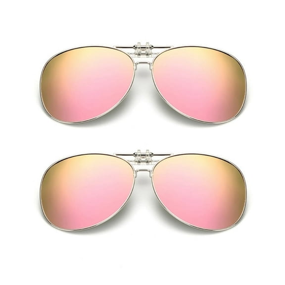 TOP-MAX Polarized Lens Sunglasses Clip, Polarized Vision Sunglasses Clip, for Men and Women Fashion (2pcs, Pink)