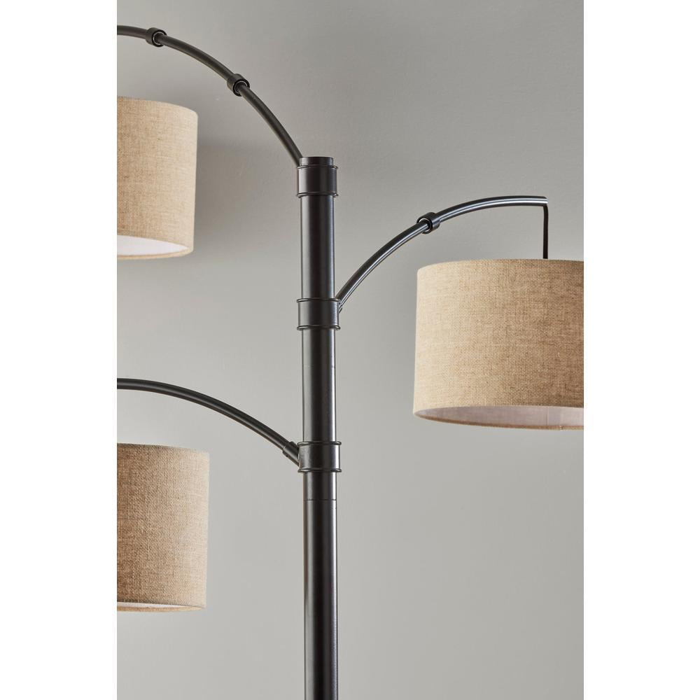 Adesso Cabo Arc Lamp, Dark Bronze, Light Brown Textured Fabric Shade