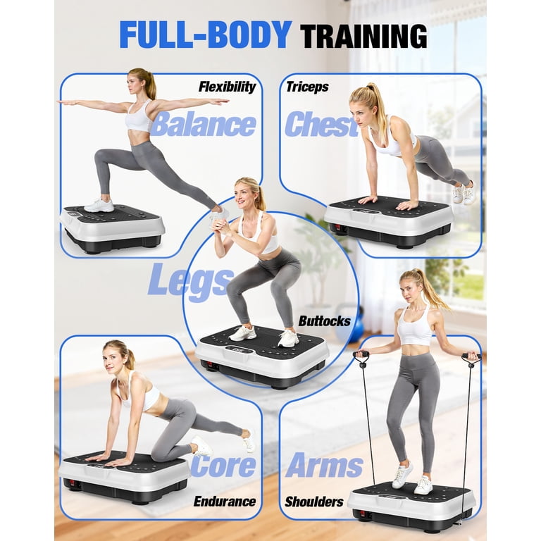 bigzzia Vibration Plate Exercise Machine, Whole Body Workout Platform,  Adjustable Speed 1-99, 265 lbs, White - Walmart.com