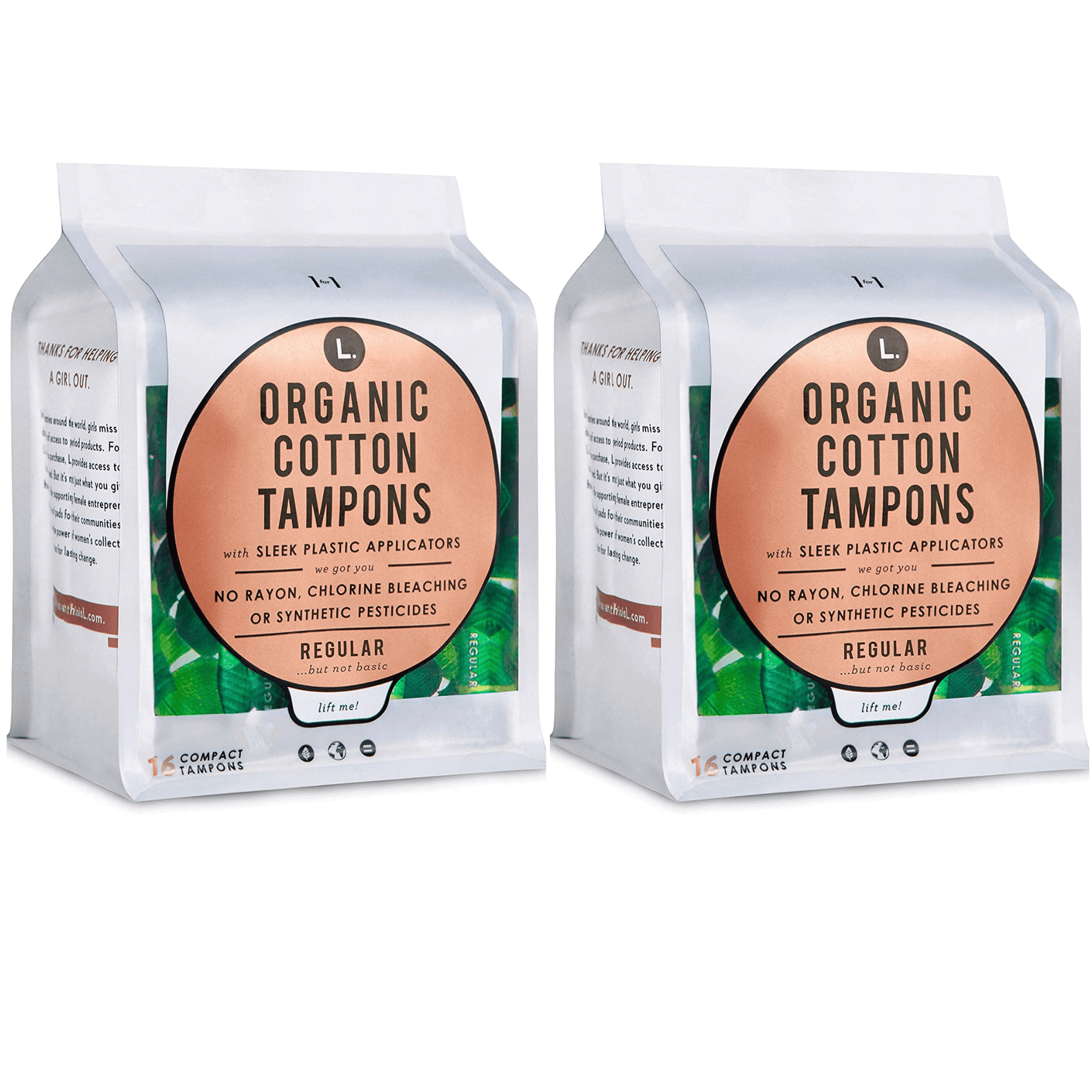 L. Organic Cotton Tampons with BPAFree Applicators, Regular Absorbency