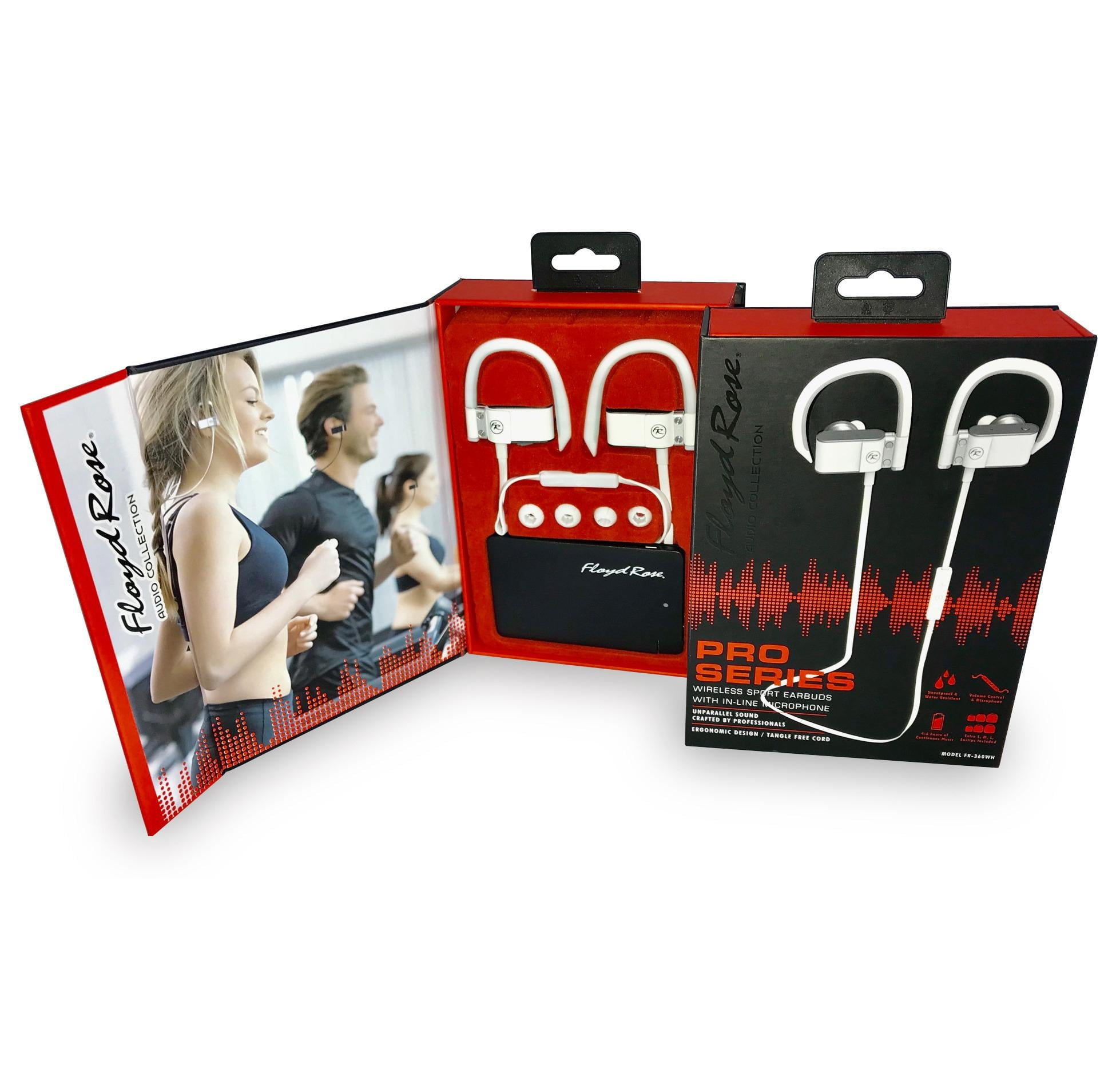 White Floyd Rose Audio Pro Series Wireless Sport Earbuds with In-Line Microphone White Floyd Rose Audio Pro Series Wireless Sport Earbuds with In-Line Microphone
